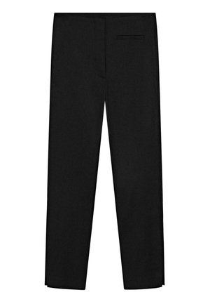 Pantalon formel noir à jambes droites, avec une poche passepoilée à l'arrière, et un design épuré et minimaliste.