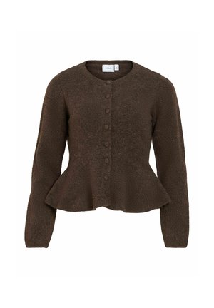 VILA, KNITTED CARDIGAN VILUNA PEPLUM - Chaqueta de punto - coffee bean