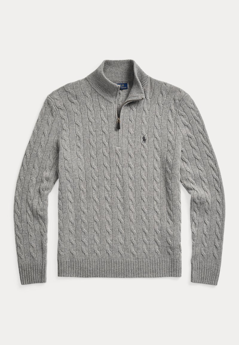 Gray Code Numbers Polo Ralph Lauren CABLE-KNIT QUARTER-ZIP SWEATER - Jumper - fawn grey ...