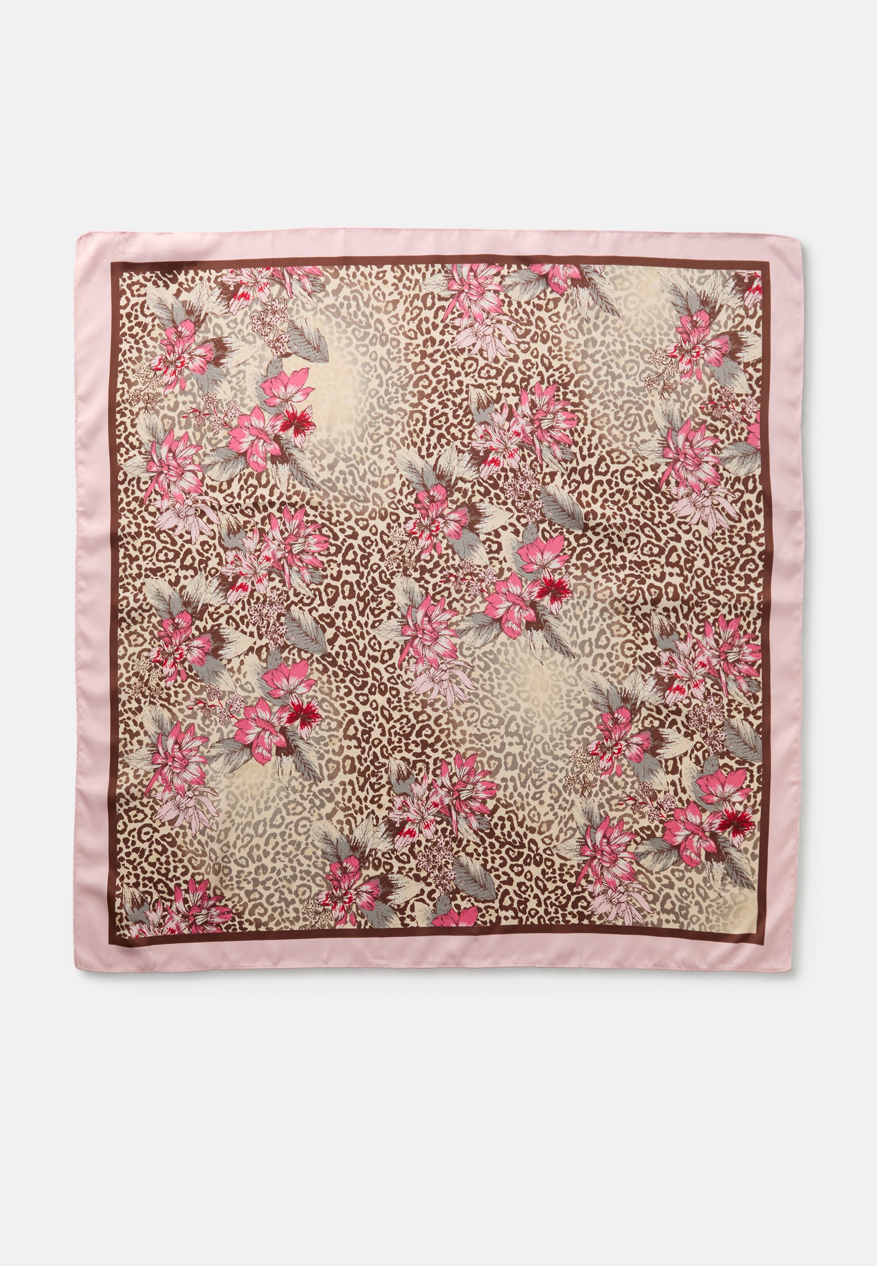 Foulard Motif Léopard Fond Rose - Écharpe Femme 100% Polyester - Marque LDB