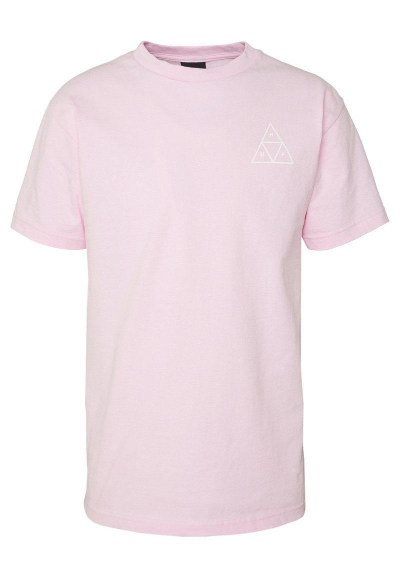 Růžové bavlněné tričko s krátkým rukávem a kruhovým výstřihem. Obsahuje malé bílé trojúhelníkové logo na levém prsu.