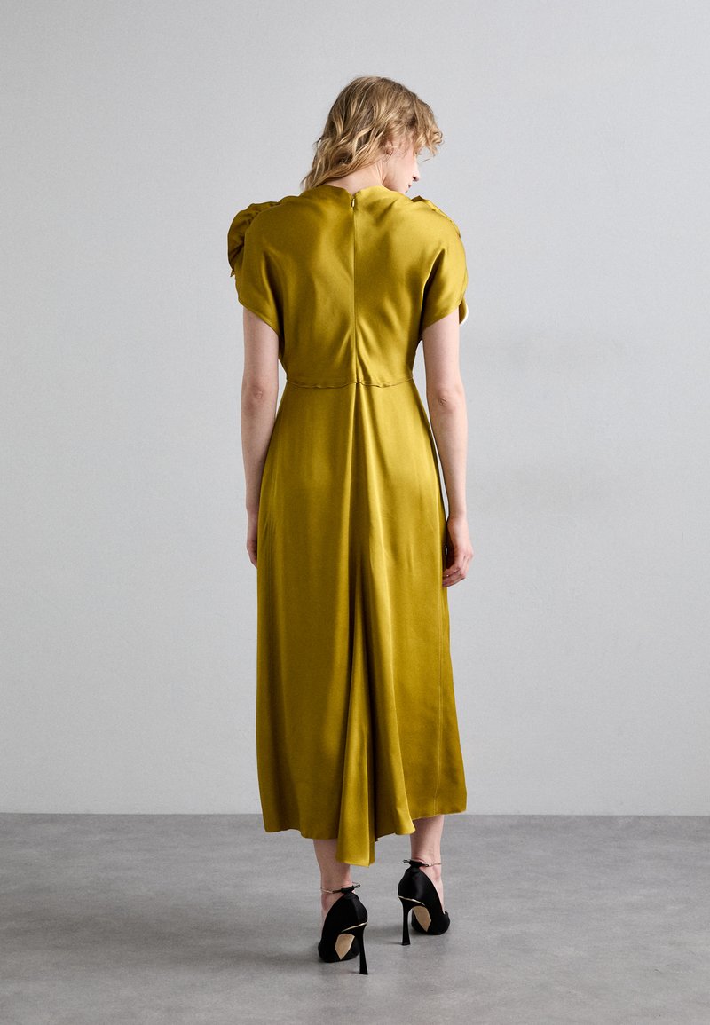 Victoria Beckham V NECK RUFFLE MIDI DRESS - Cocktail dress / Party dress - harvest gold/mustard yellow - Zalando.co.uk Victoria Beckham V NECK RUFFLE MIDI DRESS - Cocktail dress / Party dress - harvest gold/mustard yellow - Zalando.co.uk
