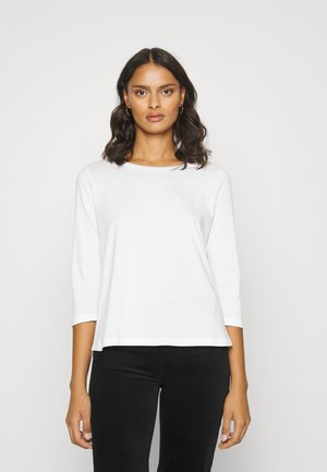 LONG SLEEVES BOAT NECK ROUND HEM - Bluzka z długim rękawem - white