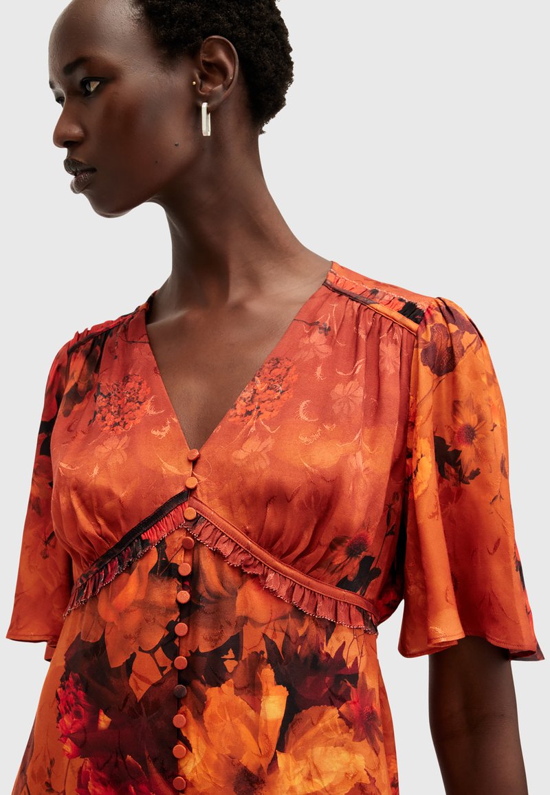 allsaints orange dress Alexia Marinana Dress