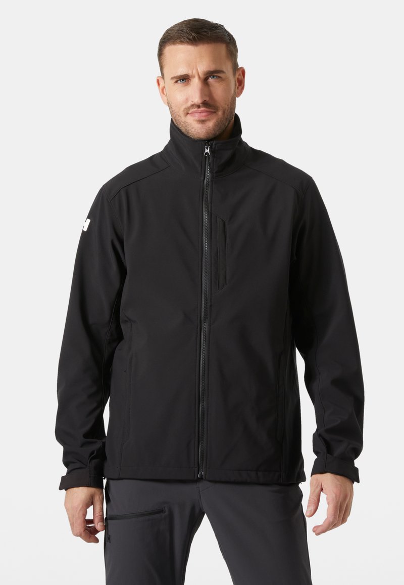 Černá softshellová bunda s vysokým límcem, předním zipem a bočními kapsami. Vyznačuje se tónovým prošíváním a elegantním, moderním designem.