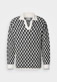 Scotch & Soda TEXTURED DROPPED SHOULDER LONG SLEEVE POLO - Striktrøje - white