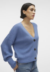 Vero Moda VMLEA V NECK CUFF - Cardigan - coronet blue