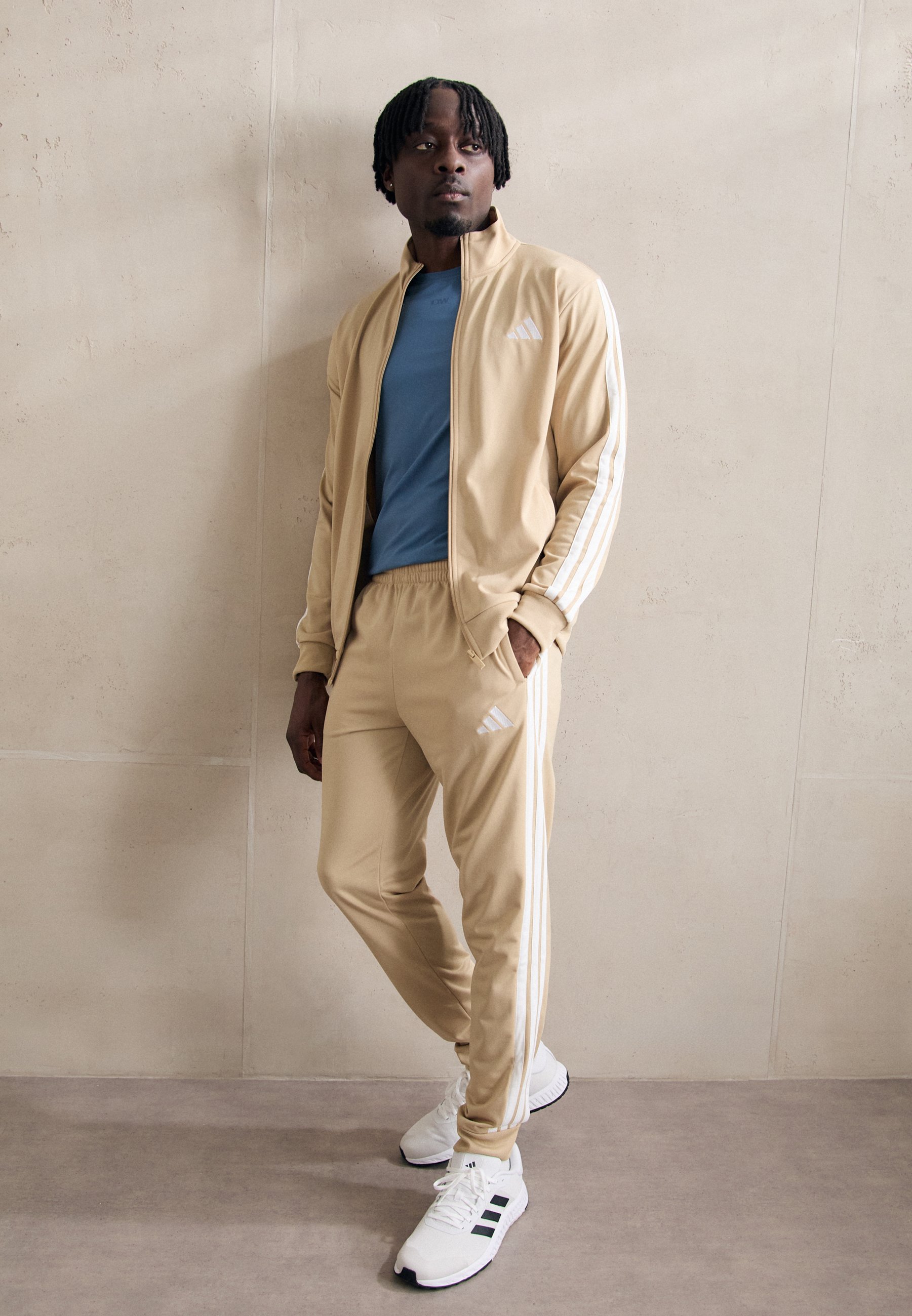 adidas Sportswear 3 STRIPES - Tracksuit - magic beige/white/beige