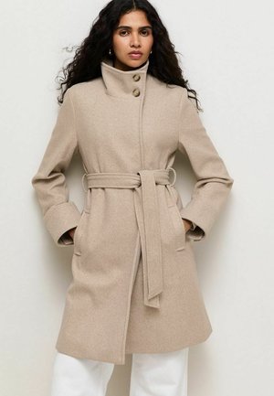 New Look, STONE FUNNEL NECK BUTTON COAT - Abrigo clásico - stone