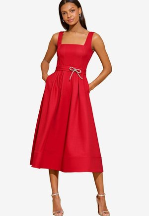 Lipsy DIAMANTE BOW BELT MIDI - REGULAR FIT - Denné šaty - red