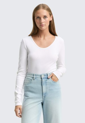 SLIM FIT MIT PSTRUKTUR - Longsleeve - white
