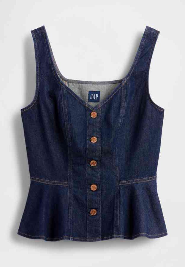 GAP PEPLUM TANK HAYWORTH - Top - dark rinse/dark blue - Zalando.co.uk