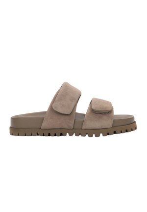 ESTRO, CIEMNOBEŻOWE KLAPKI DAMSKIE Z MIĘKKIMI PASKAMI ESTRO ER00119022 36 - Pantolette flach - dark beige