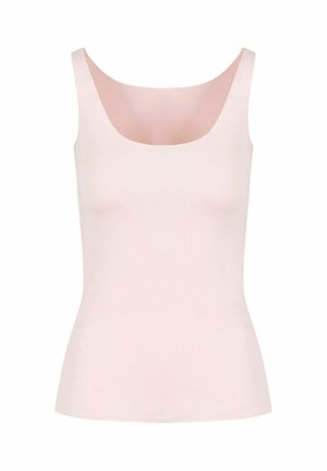 Hele roosa varrukateta topp laiade rihmade ja ümarusega kaelusega, taljest istuv.