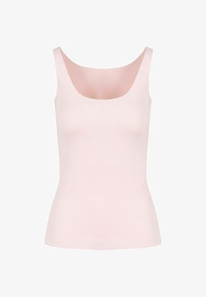 Hele roosa varrukateta topp laiade rihmade ja ümarusega kaelusega, taljest istuv.