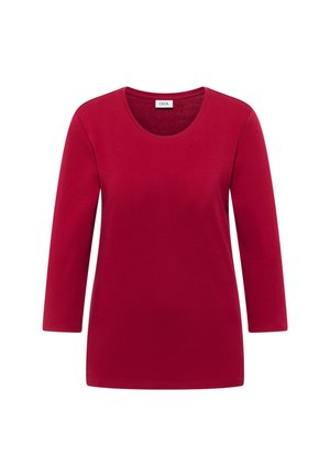 Rood longsleeve shirt van zachte stof met een ronde halslijn en casual pasvorm. Heeft een eenvoudig ontwerp zonder patronen of accenten.