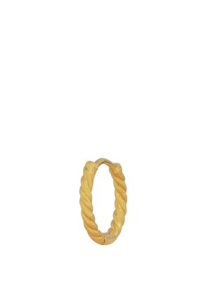 Guldtonet snoet metalring med en glat inderside og en struktureret, reb-lignende yderside. Cirkulær form med et sømløst design.