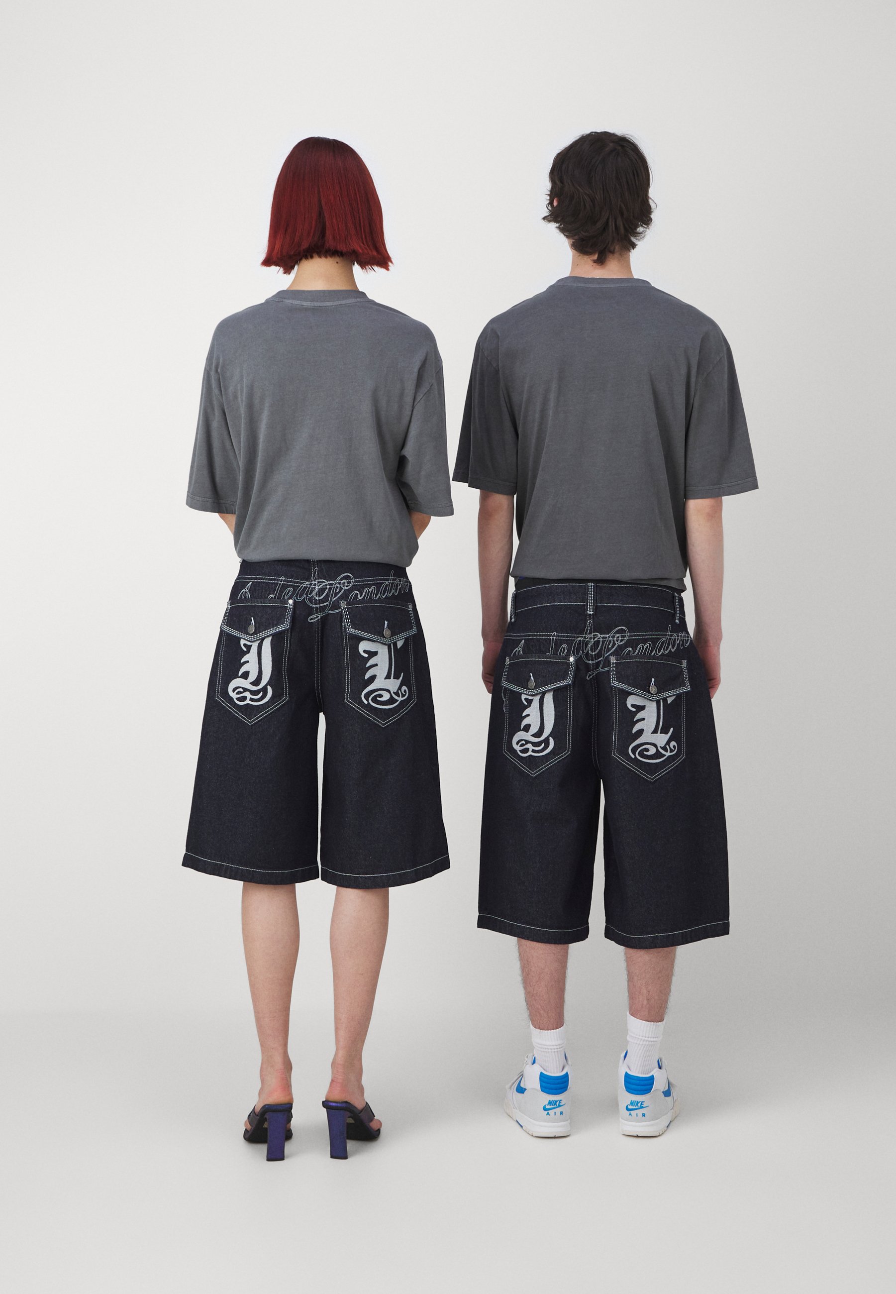 Jaded London UNISEX - Szorty jeansowe/ciemnoniebieski