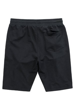 Pantaloncini neri con vita elastica e una singola tasca posteriore sul lato destro, realizzati in tessuto morbido.