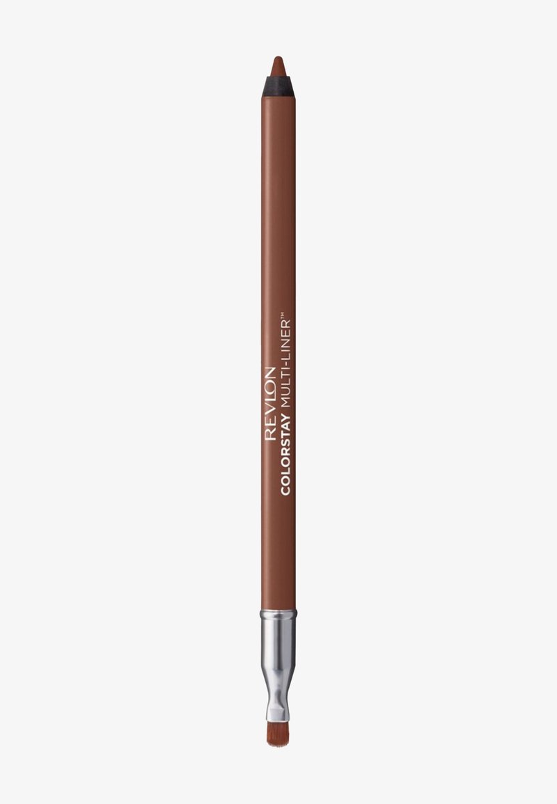 Liner multi-brun avec corps en crayon, doté d'une pointe métallique argentée. Texture lisse et extrémité effilée pour une application précise.