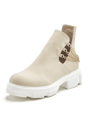 Platform ankle boots - beige weiß