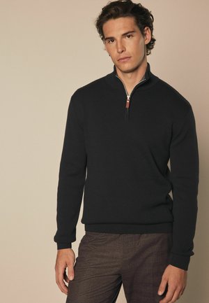 ZIP NECK REGULAR FIT - Jumper - black
