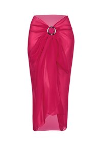 Niewybrane, różowe pareo wiązane z klamrą