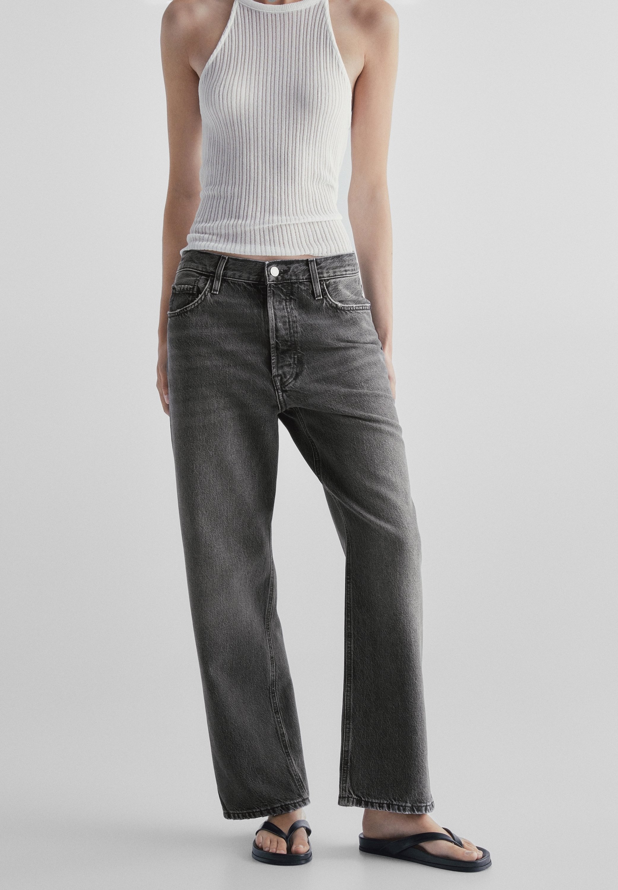 Massimo Dutti Straight leg jeans - dark grey - (Pre-owned