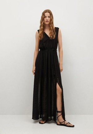 STRUKTURIERTES MIT BAND - Robe d'été - schwarz