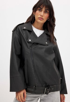 BIKER - Imitatieleren jas - black