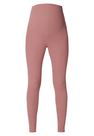 Zwangerschapslegging in een zachte roze tint, met een hoge tailleband, rekbare geribbelde textuur en een getailleerd ontwerp.