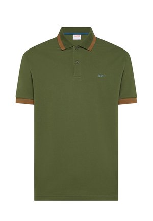 Sun68, BIG STRIPE ON COLLAR - Polo - verde scuro