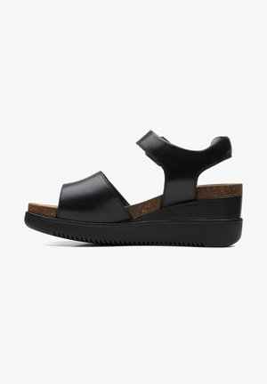 LIZBY STRAP - Platform sandals - black leather