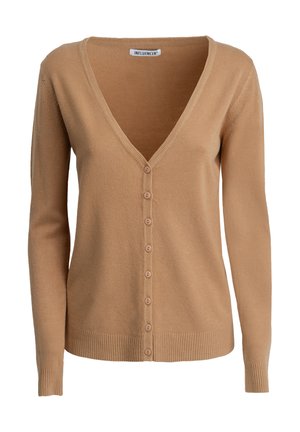 INFLUENCER, INFLUENCER CARDIGAN V-NECK BASIC CARDIGAN - Cardigan - camel