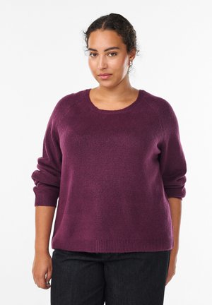 Stickad tröja - potent purple mel