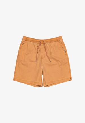Lysbrune shorts med elastisk talje og justerbar snor. Har sidelommer og en afslappet pasform. Fremstillet af blødt stof.