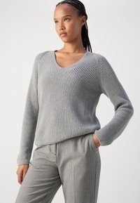 Marc O'Polo LONGSLEEVE V NECK - Πουλόβερ - soft stone melange