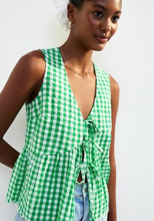 New Look CHECK TIE FRONT - Top - green pattern