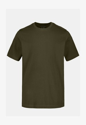 Olivengrøn kortærmet t-shirt lavet af bomuld, med runde halsudskæring, lige kant og diskrete syninger på ærmerne og siderne.