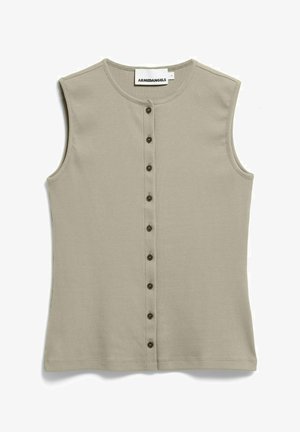 ARMEDANGELS, RIB BUTTON - Top - light sage