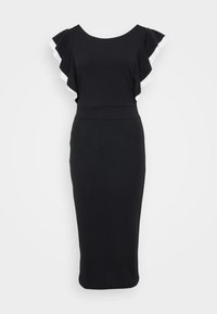 CONTRAST FRILL SLEEVE MIDI DRESS - Koktailové šaty/večierkové šaty - black/white