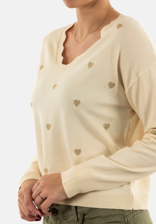 LS HEART V-NECK CS - Jumper - birch pattern light gold embroidery3