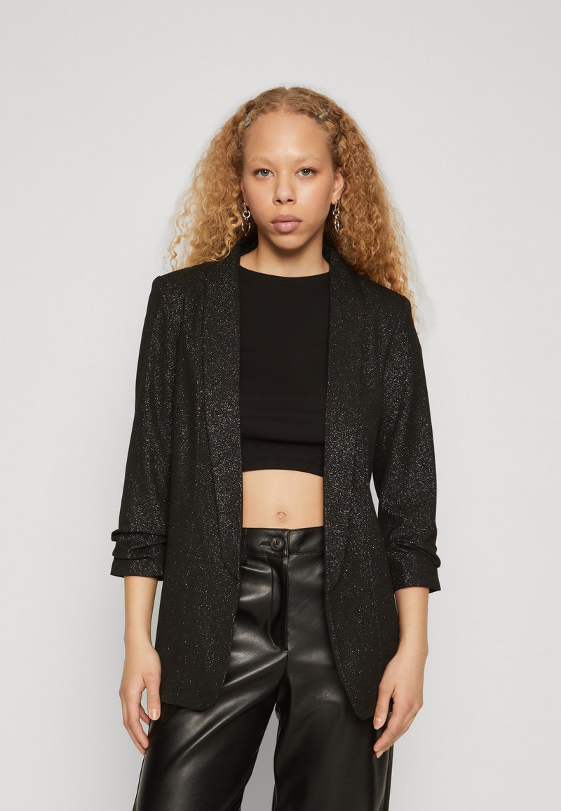 Pieces BOSELLA 3/4 GLITTER MM - Blazer - black/silver