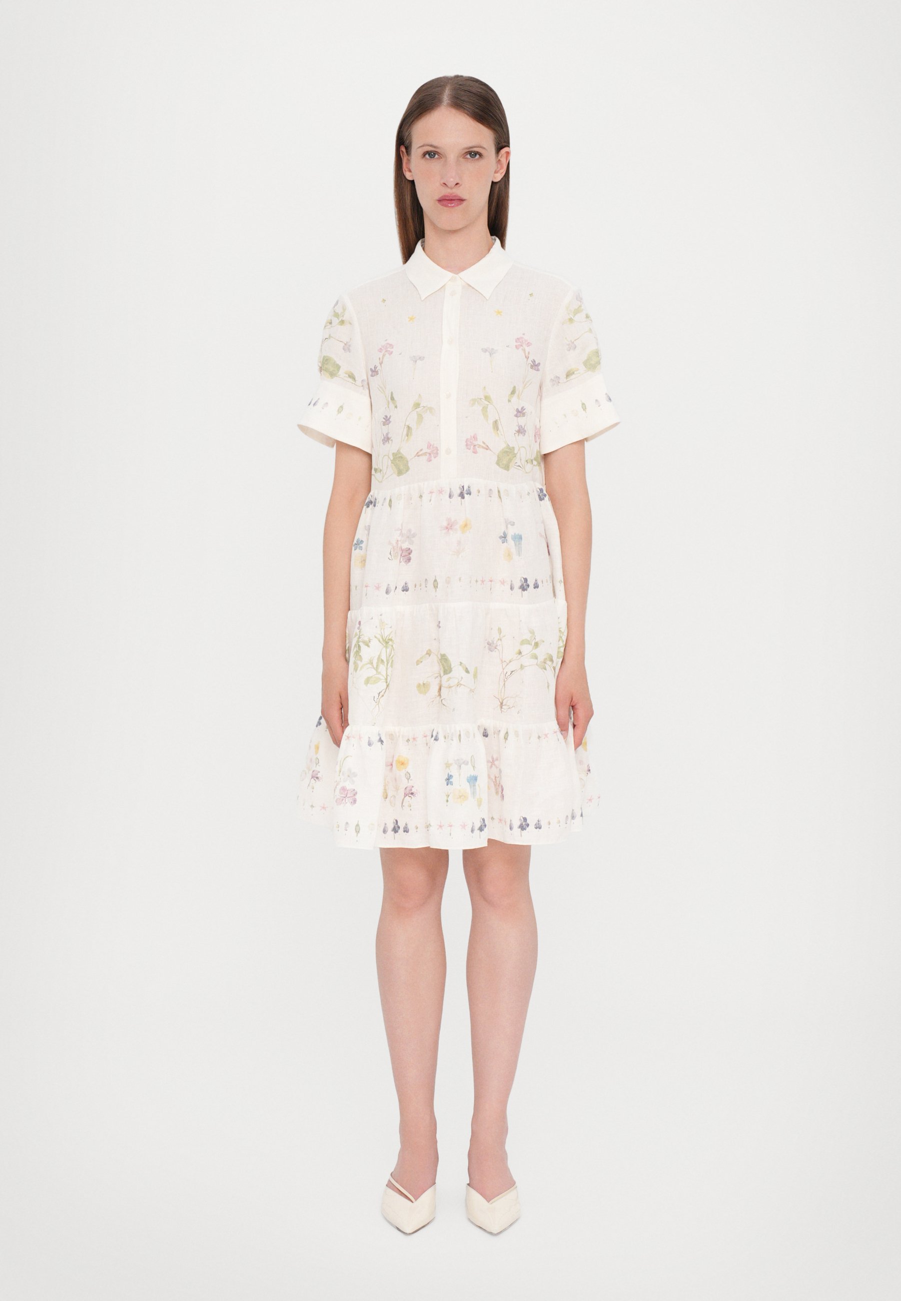 Erdem SLEEVE MINI SHIRT DRESS - Shirt dress - botanical garden white/white  - Zalando.ie