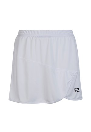 Vit sportkjol med texturerad yta, med elastisk midja och sned fåll. Svart "FZ"-logotyp på nedre högra sidan.