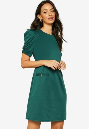 SHORT PUFF SLEEVE ROUND NECK REGULAR FIT - Denné šaty - green