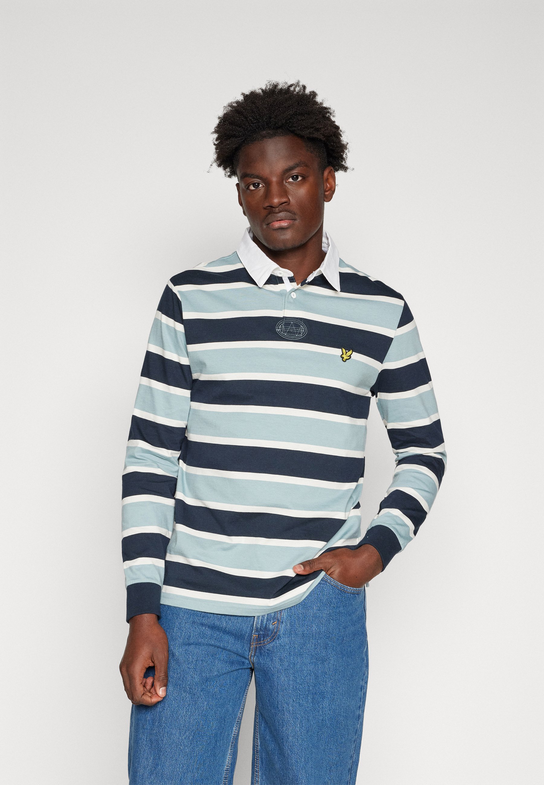 lyle and scott long sleeve polo blue