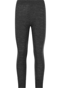 Mørkegrå leggings lavet af et blødt, strækbart materiale. Har en høj talje og tætsiddende ben uden synlige sømme.