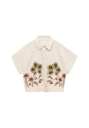 Mango Kids MIT BLUMENSTICKEREI - Button-down blouse - ecru
