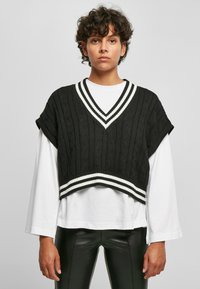 Urban Classics CROPPED COLLEGE SLIPOVER - T-Shirt print - black